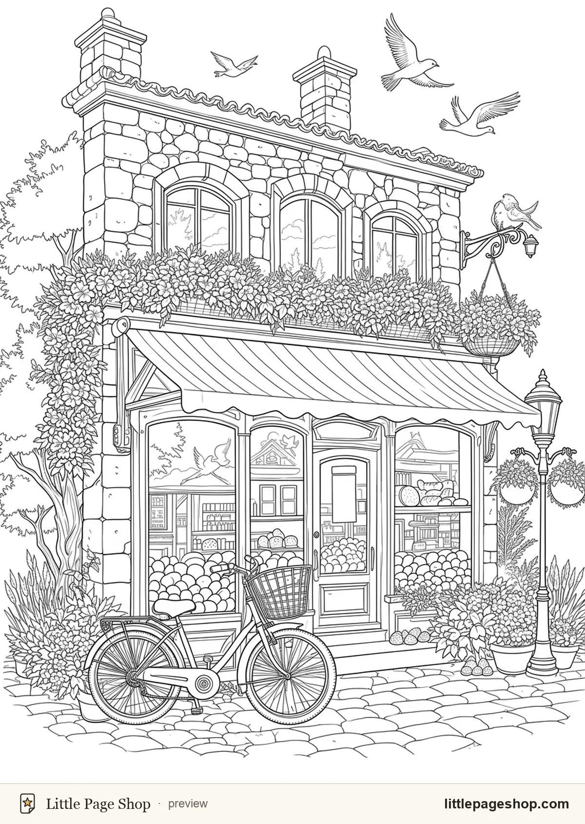 Cozy Village Walks — coloring page 7 preview