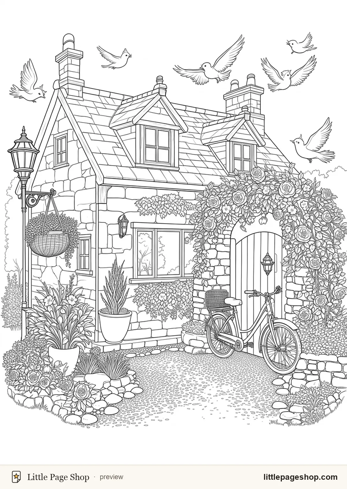 Cozy Village Walks — coloring page 13 preview