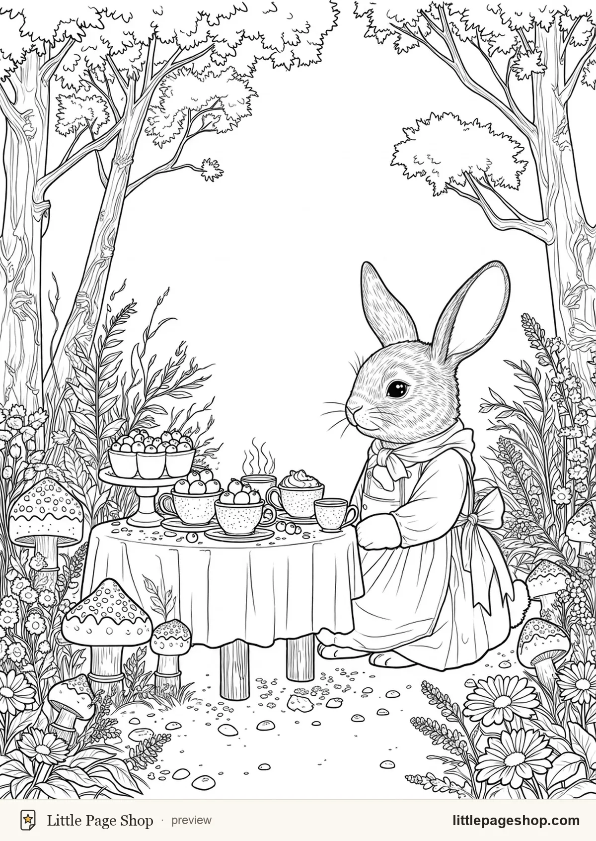 Teatime in the Hollow — coloring page 1 preview