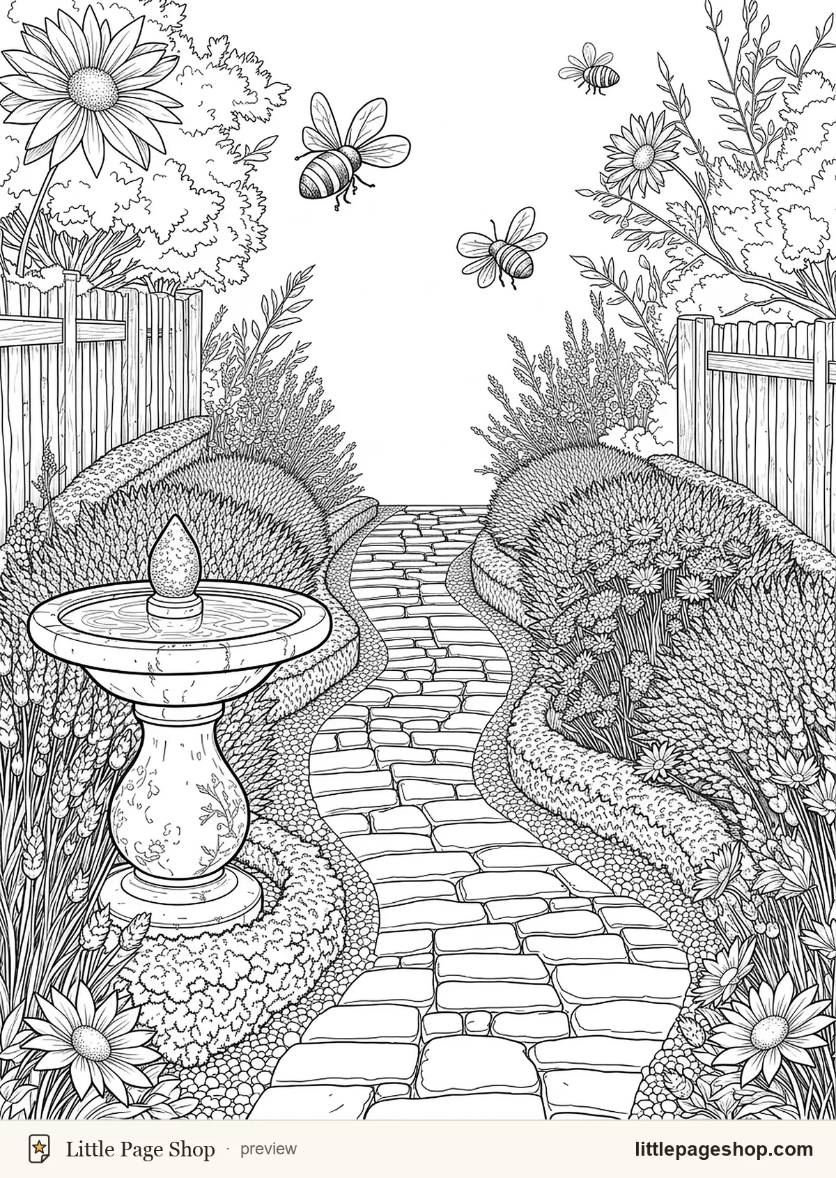 Wildflower Cottage Garden — coloring page 7 preview