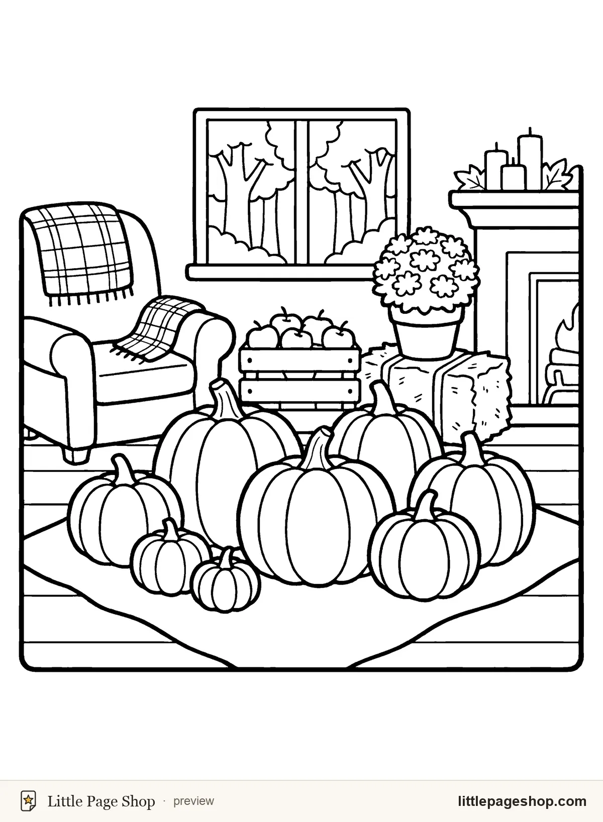 Autumn Leaves & Pumpkins — coloring page 34: pumpkin patch