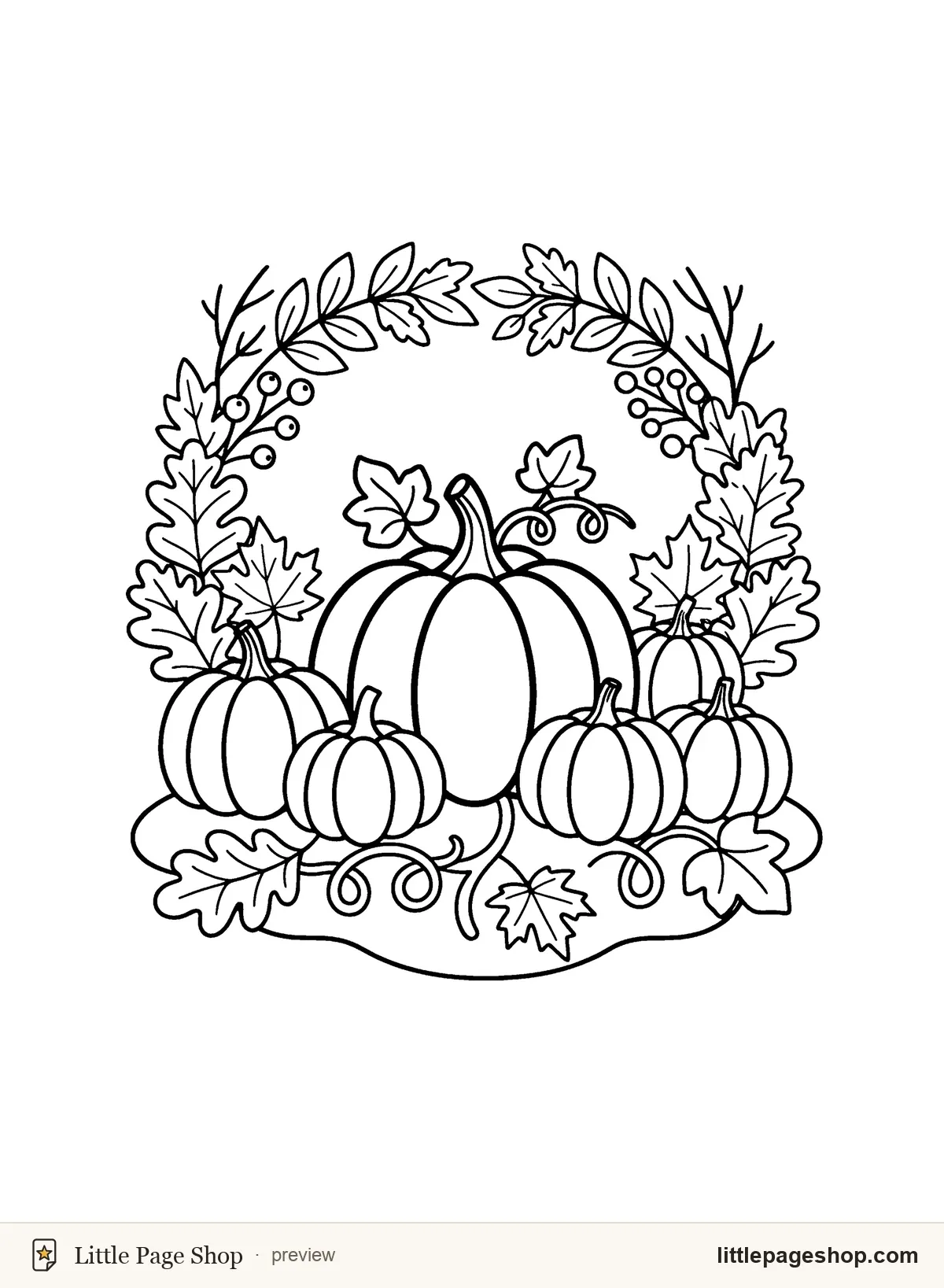 Autumn Leaves & Pumpkins — coloring page 37: pumpkin patch