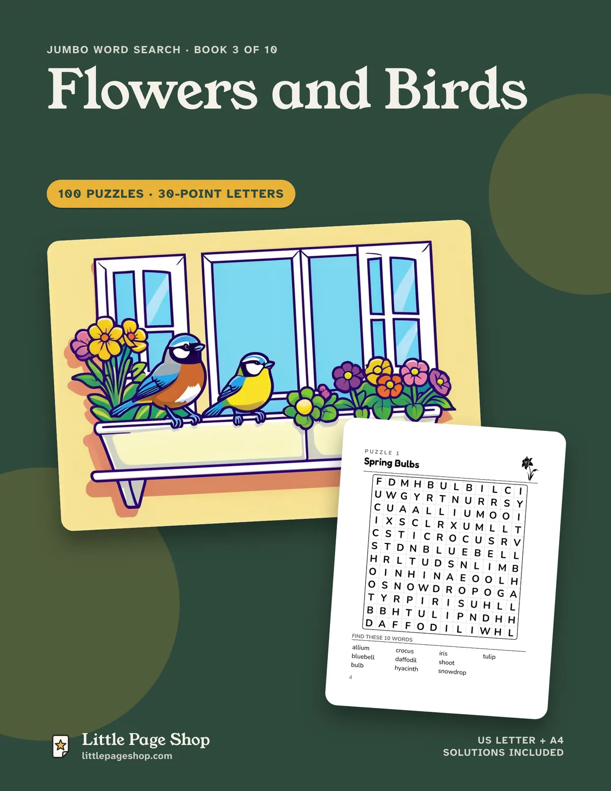Jumbo Word Search: Flowers and Birds — cover