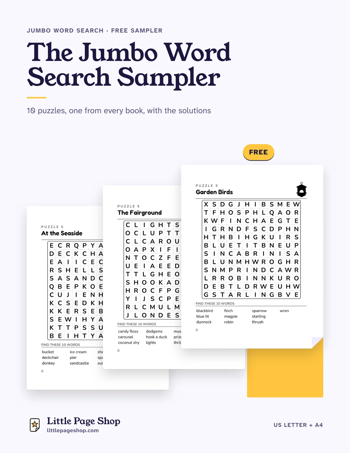 The Jumbo Word Search Sampler — ten free printable word search puzzles