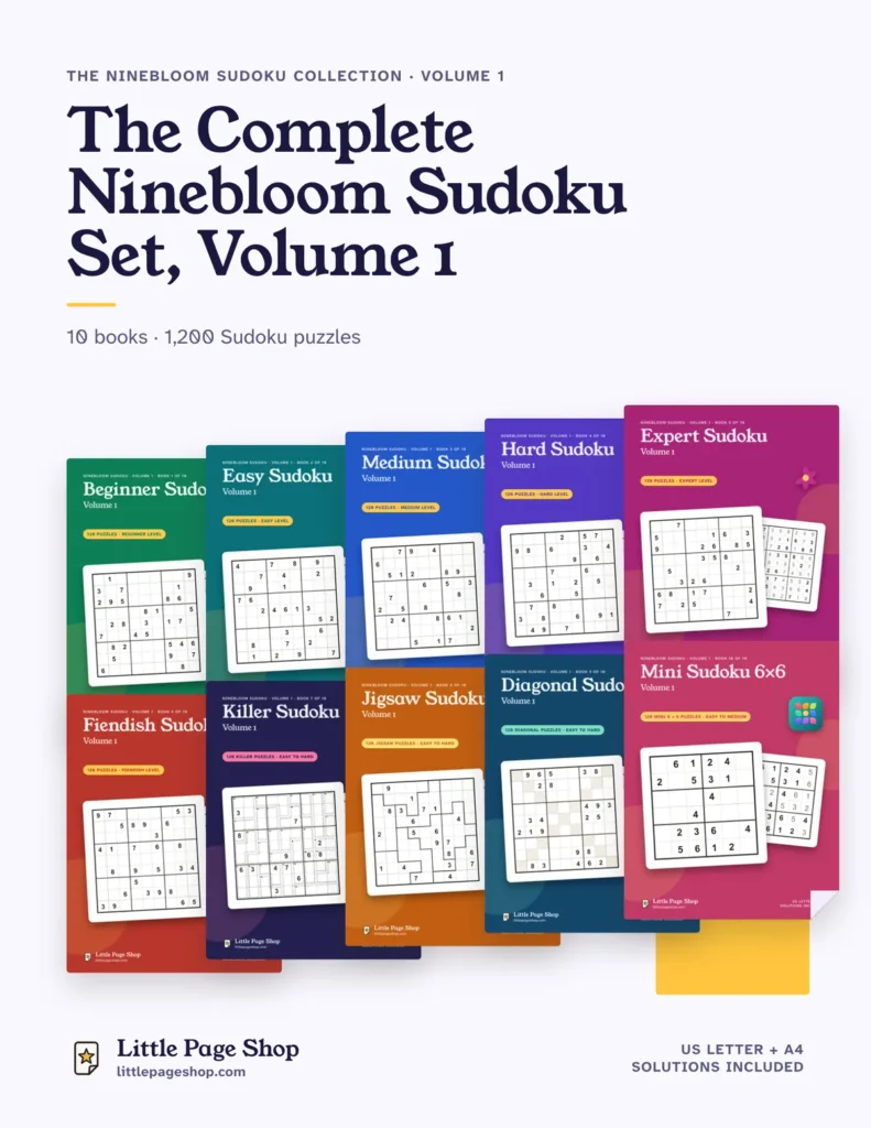 The Complete Ninebloom Sudoku Set, Volume 1 — printable Sudoku book bundle