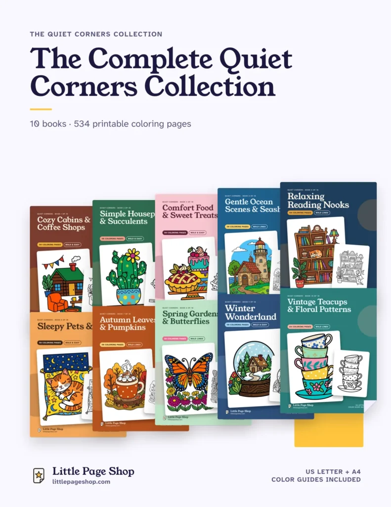 The Complete Quiet Corners Collection — printable coloring book bundle