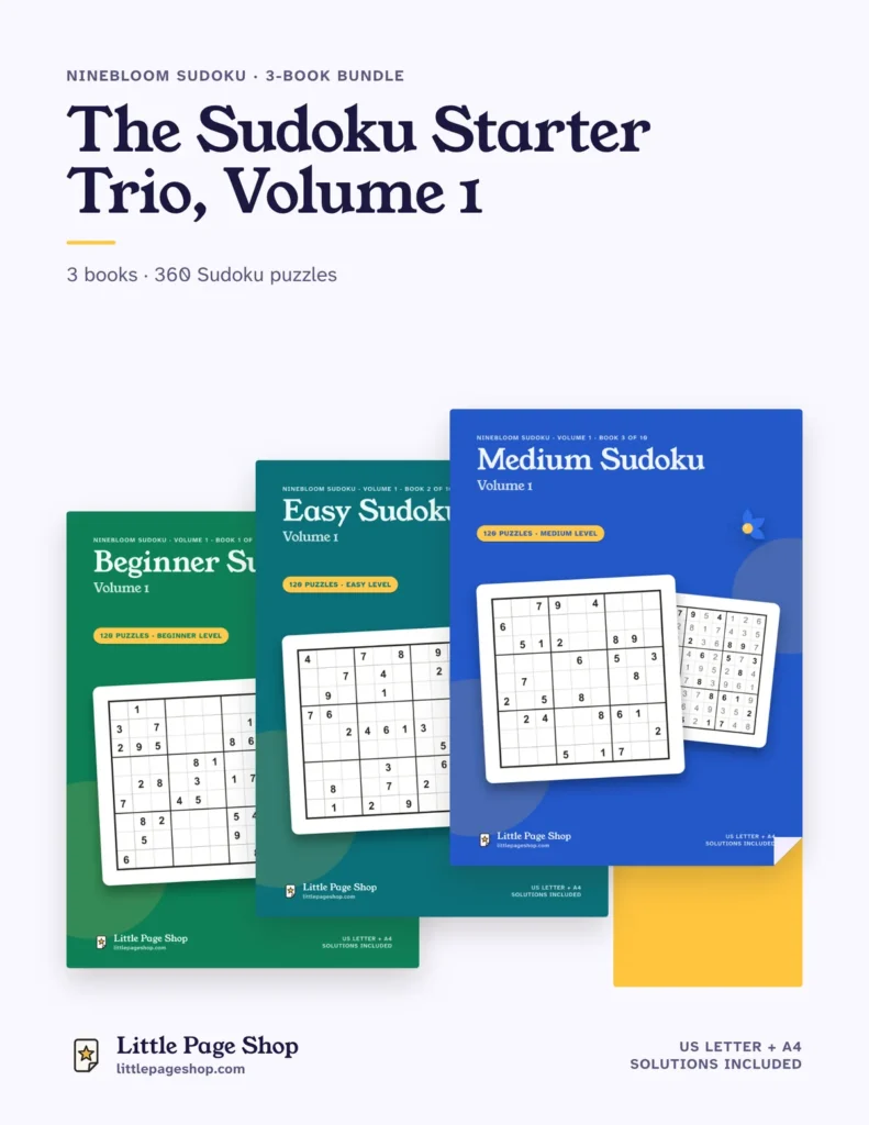 The Sudoku Starter Trio, Volume 1 — printable Sudoku book bundle