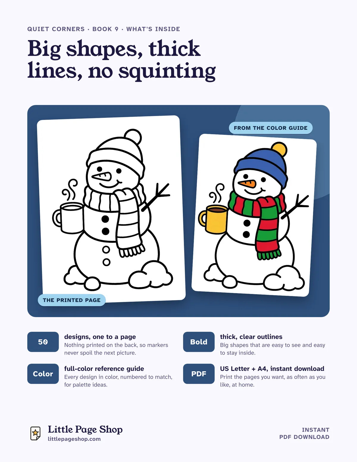 Winter Wonderland — what's inside: a page and its color guide version